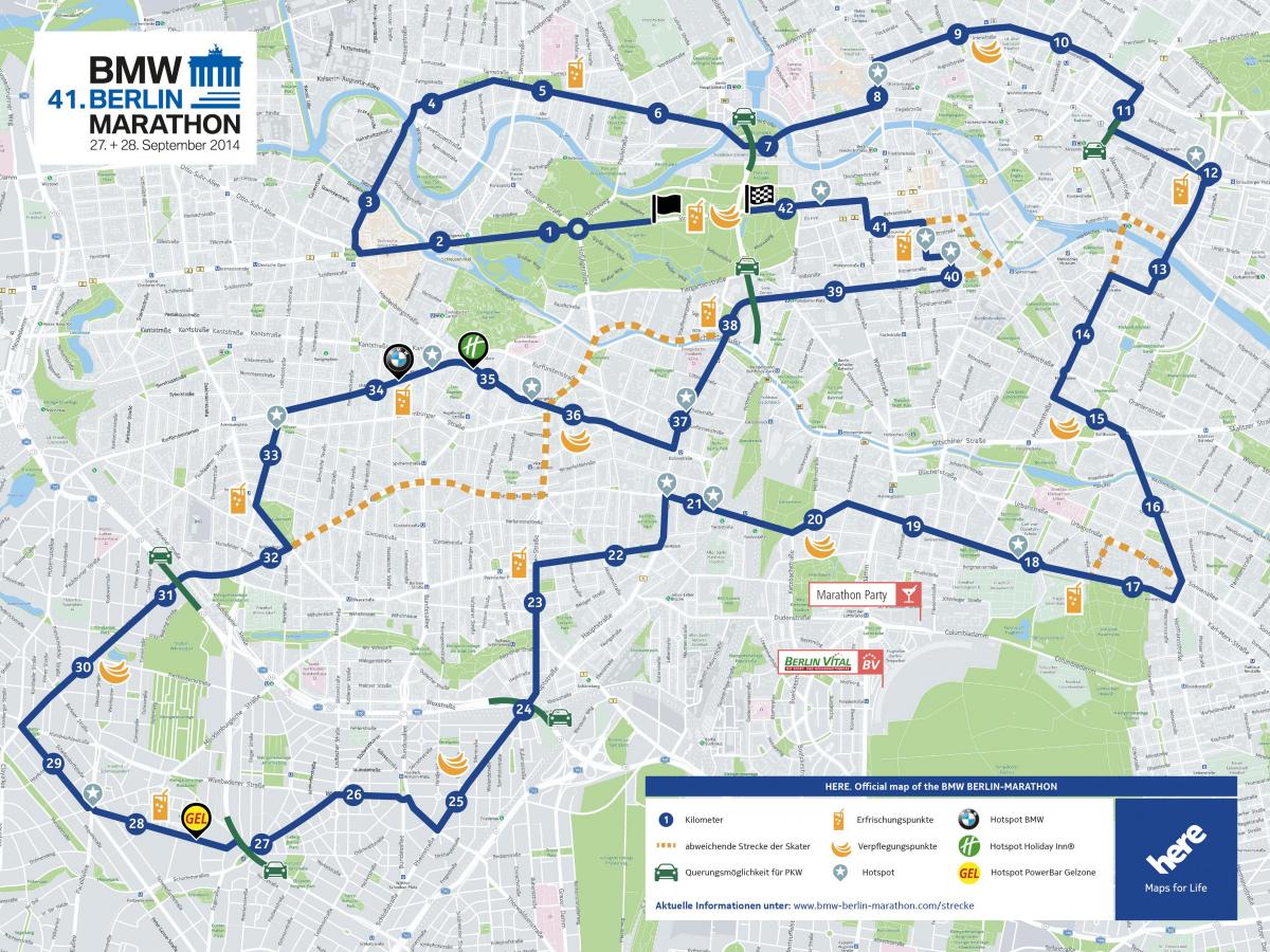 Berlin marathon mapa - Mapa berlin marathon (Nemecko)